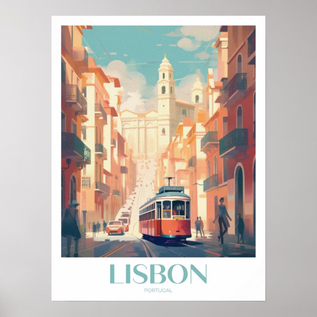 Arte de pared de impresión de viajes en Lisboa (Frente)