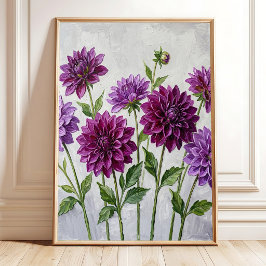 Arte de pared de impresión en lienzo de dalia púrp