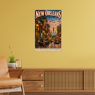 Arte de pared de jazz de viaje vintage de Nueva Or