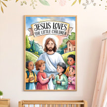 Arte de pared de Jesús ama a los niños pequeños