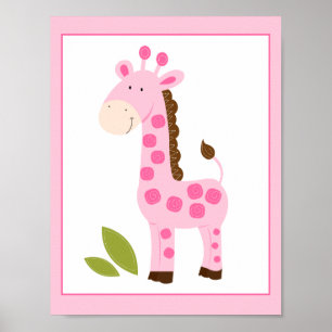 ARTE DE PARED DE JIRAFA ROSA ADORABLE IMPRESO