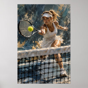 Arte de pared de jugadora de tenis – Volea dinámic