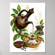Arte de pared de la ceremonia tradicional de café