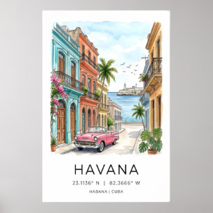 Arte de pared de La Habana Impresión de coche clás