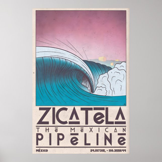 Arte de pared de la playa de Zicatela Impresión co (Frente)