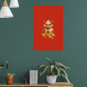 Arte de pared de la riqueza de Caishen