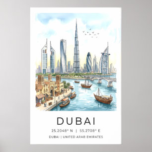 Arte de pared de la silueta de Dubái Paisaje urban