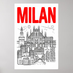 Arte de pared de la silueta de Milán - Estilo de c