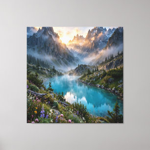 Arte de pared de lago de montaña majestuoso al ama