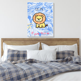 Arte de pared de león adorable | Decoración de gua
