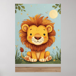 Arte de pared de león de dibujos animados para niñ