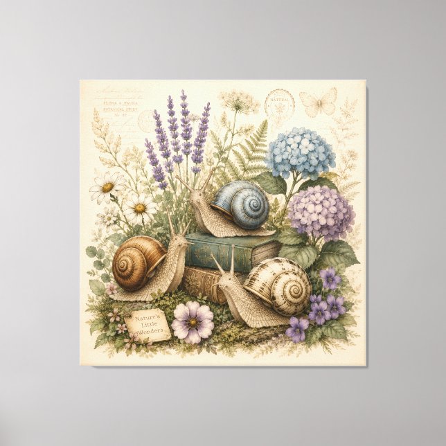 Arte de pared de lienzo de caracoles botánicos vin (Anverso)