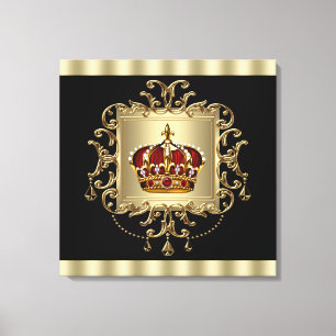 Arte de pared de lienzo de corona elegante negra r