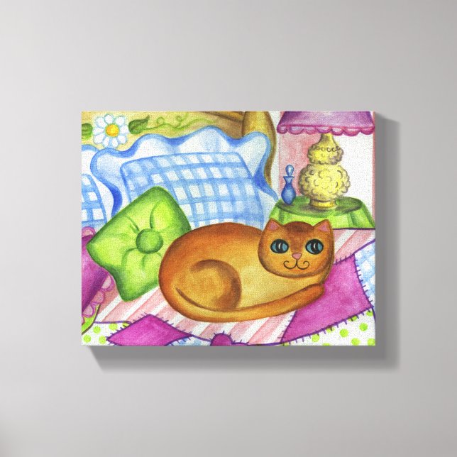 Arte de pared de lienzo de gato naranja (Anverso)