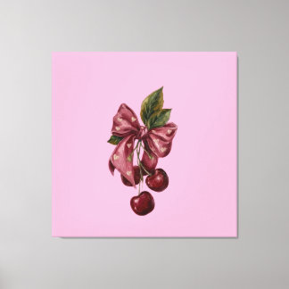 Arte de pared de lienzo de lazo de cereza Coquette