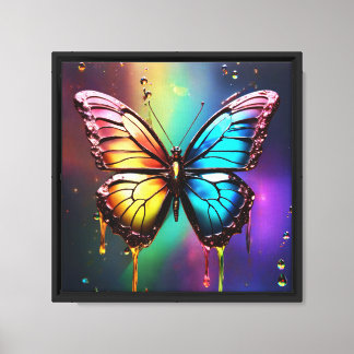 Arte de pared de lienzo de mariposa arco iris