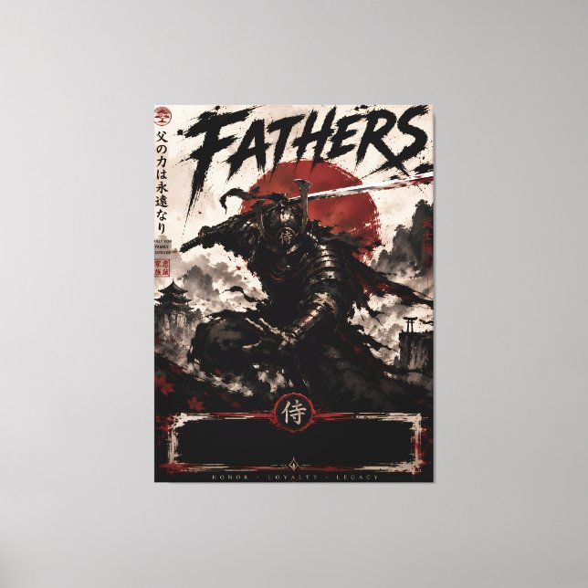 Arte de pared de lienzo de padres samuráis (Anverso)