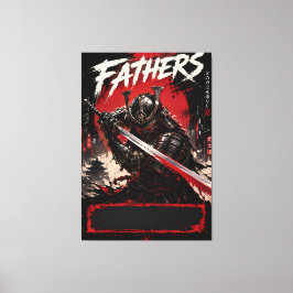 Arte de pared de lienzo de padres samuráis ciberné