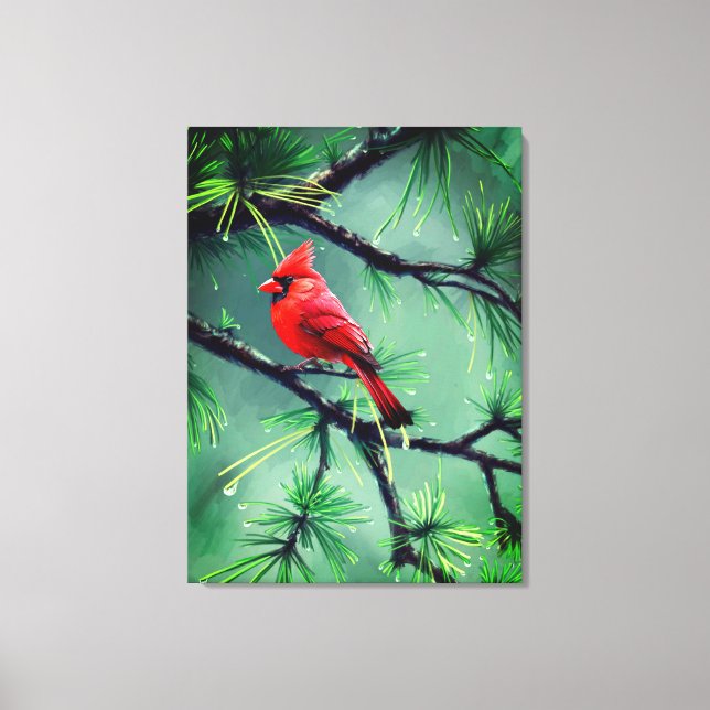 Arte de pared de lienzo de pájaro rojo Cardenal (Anverso)