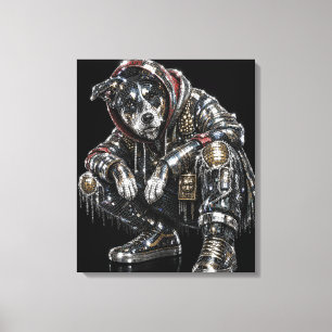 Arte de pared de lienzo de perro disco – Mosaico m