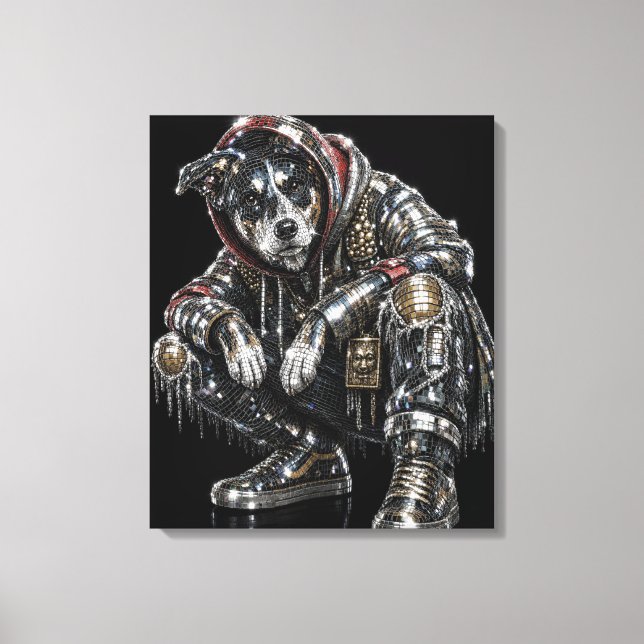 Arte de pared de lienzo de perro disco – Mosaico m (Anverso)