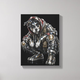 Arte de pared de lienzo de perro disco – Mosaico m