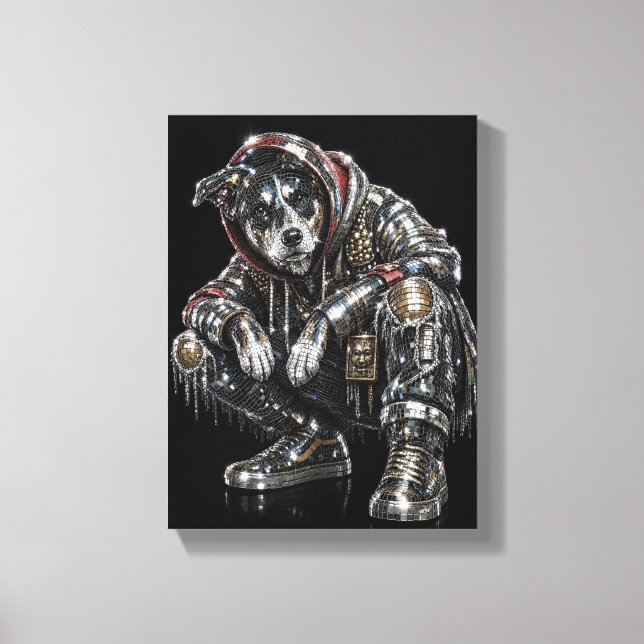 Arte de pared de lienzo de perro disco – Mosaico m (Anverso)
