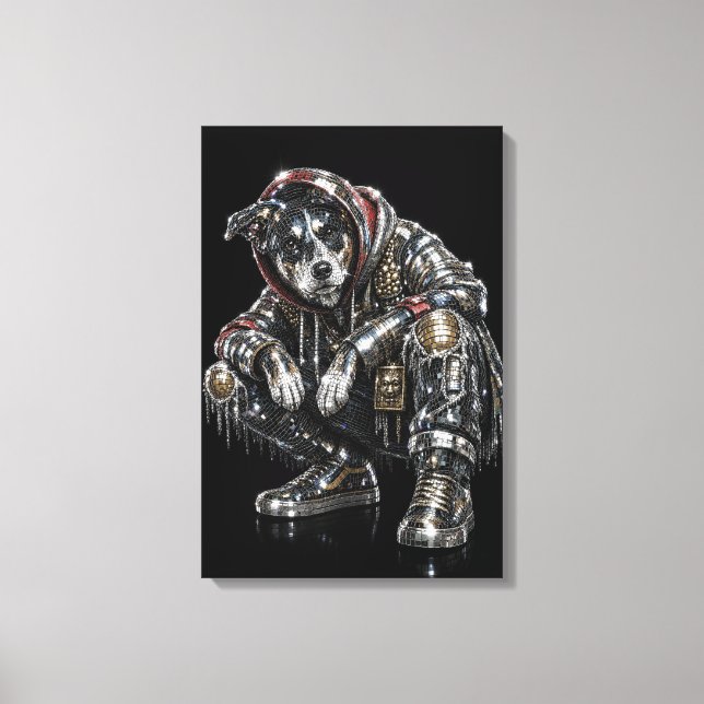 Arte de pared de lienzo de perro disco – Mosaico m (Anverso)