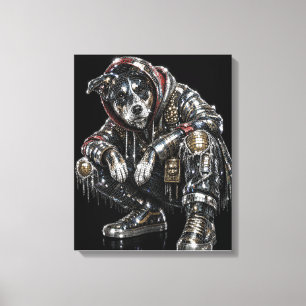 Arte de pared de lienzo de perro disco – Mosaico m