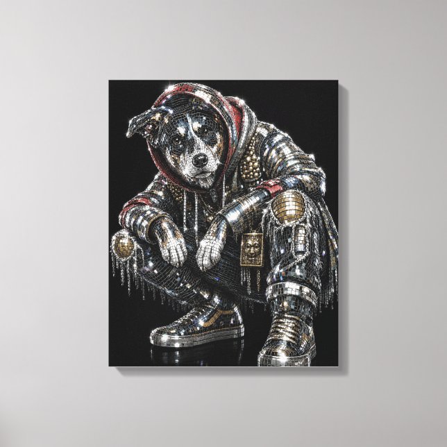 Arte de pared de lienzo de perro disco – Mosaico m (Anverso)
