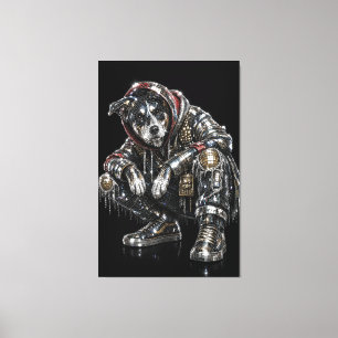 Arte de pared de lienzo de perro disco – Mosaico m