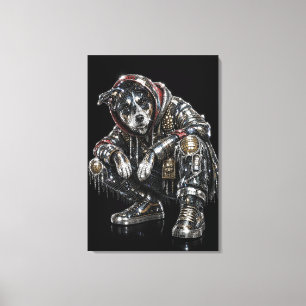 Arte de pared de lienzo de perro disco – Mosaico m