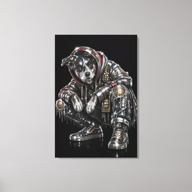 Arte de pared de lienzo de perro disco – Mosaico m (Anverso)