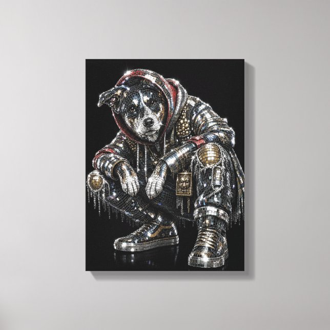 Arte de pared de lienzo de perro disco – Mosaico m (Anverso)