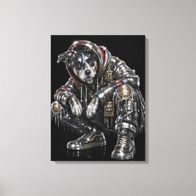 Arte de pared de lienzo de perro disco – Mosaico m (Anverso)
