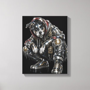 Arte de pared de lienzo de perro disco – Mosaico m
