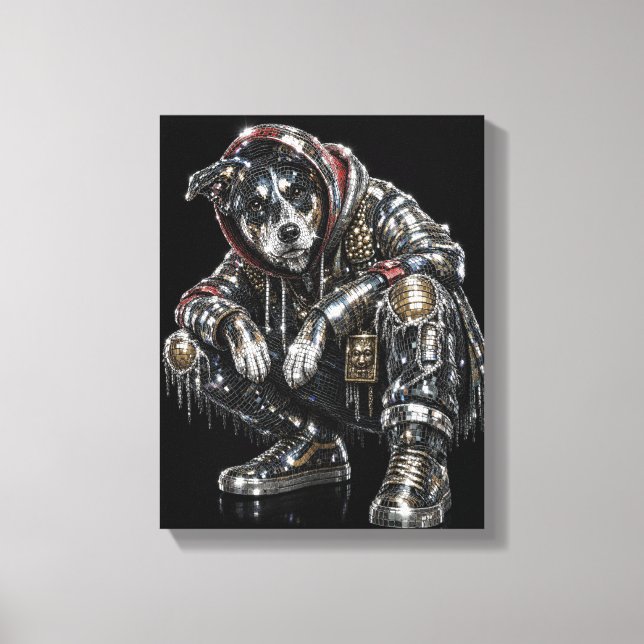 Arte de pared de lienzo de perro disco – Mosaico m (Anverso)