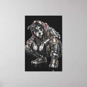 Arte de pared de lienzo de perro disco – Mosaico m