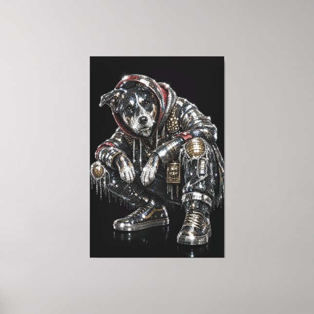 Arte de pared de lienzo de perro disco – Mosaico m (Anverso)