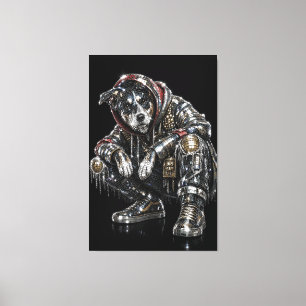 Arte de pared de lienzo de perro disco – Mosaico m