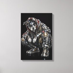 Arte de pared de lienzo de perro disco – Mosaico m