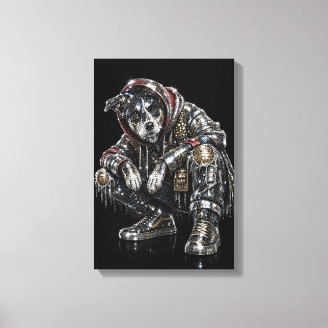 Arte de pared de lienzo de perro disco – Mosaico m (Anverso)