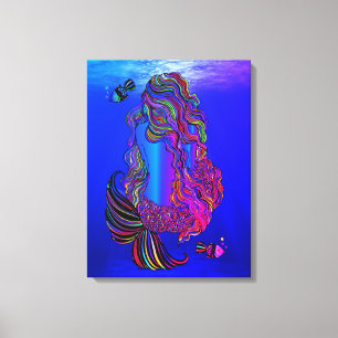 Arte de pared de lienzo de sirena bohemia