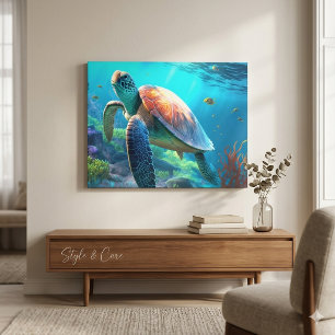 Arte de pared de lienzo de tortuga personalizado