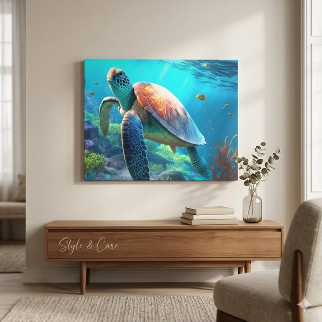 Arte de pared de lienzo de tortuga personalizado (Custom Turtle Canvas Wall Art Personalized Design)