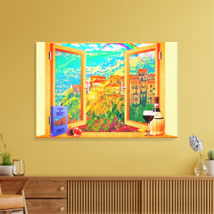 Arte de pared de lienzo de ventana italiana