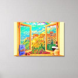 Arte de pared de lienzo de ventana italiana