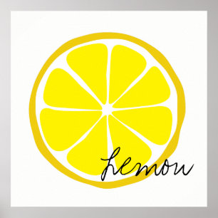 Arte de pared de limón de cítricos de verano