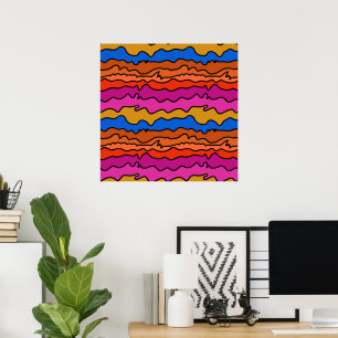 Arte de pared de líneas onduladas abstractas