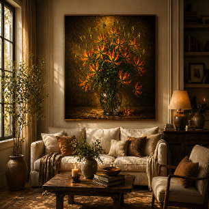 Arte de pared de lirio de fuego – Dramática pintur